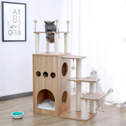 Tavion 51.2" Wood Cat Trees,Cat Tower,Cat Trees for Large Cats