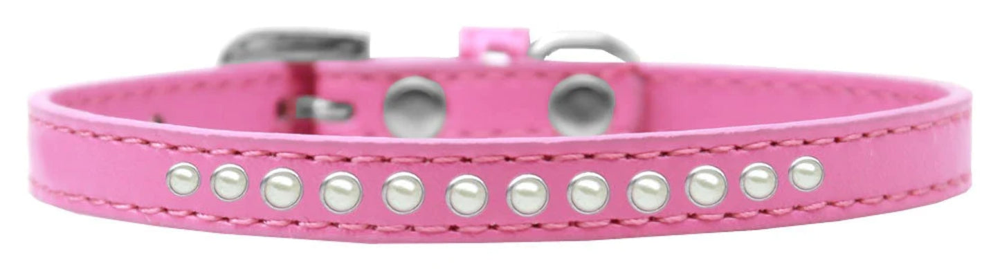 Dog, Puppy Pet Fashion Collar, "One Row Pearl Rimsets"